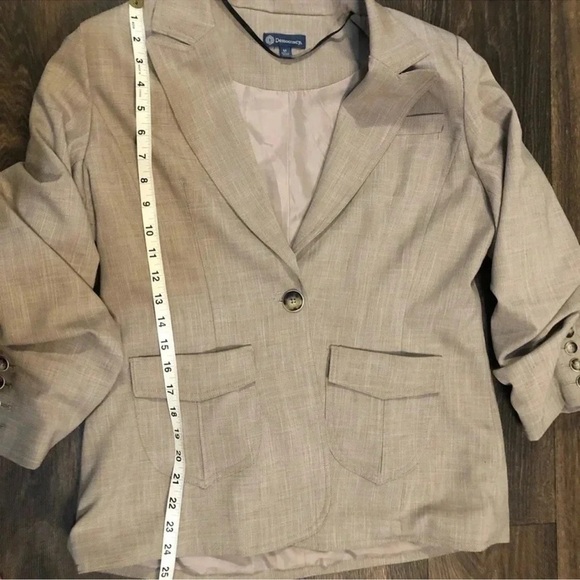 Democracy Tan Blazer with Notched Lapels and Ruched Sleeves - Picture 8 of 9